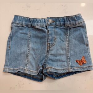 Kids Light Blue Levi Denim Shorts with Butterfly Embroidery size 18 mo